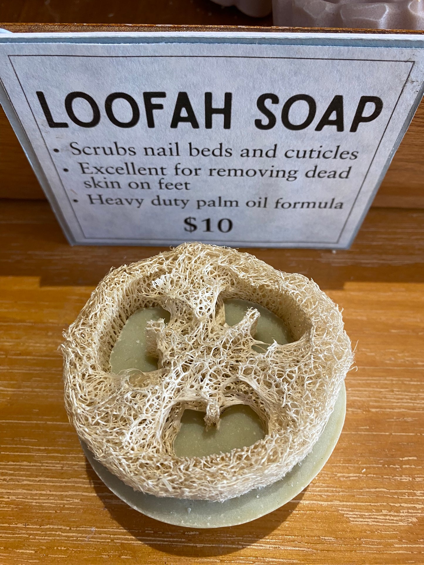 Loofah Soap - Round Soap with Loofah Pieces - Lemongrass Scent